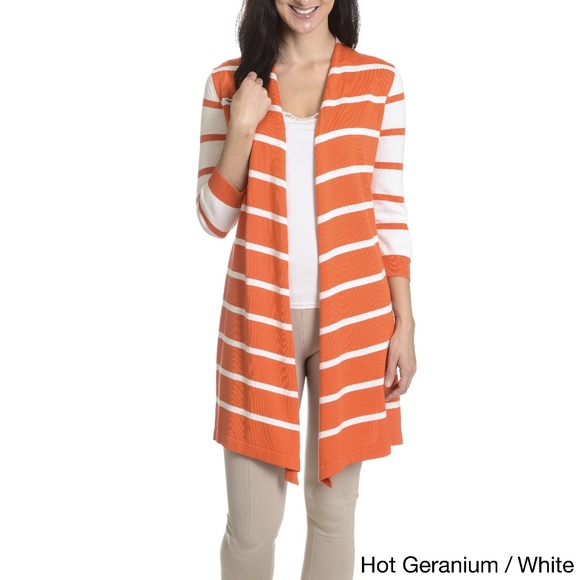 Evolution by Cyrus Color Block Open Front Cardigan - Picture 1 of 4